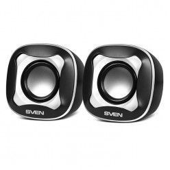 SVEN 170 Black White (USB),  2.0 / 2x2.5W RMS, USB power supply, Volume control on the cable